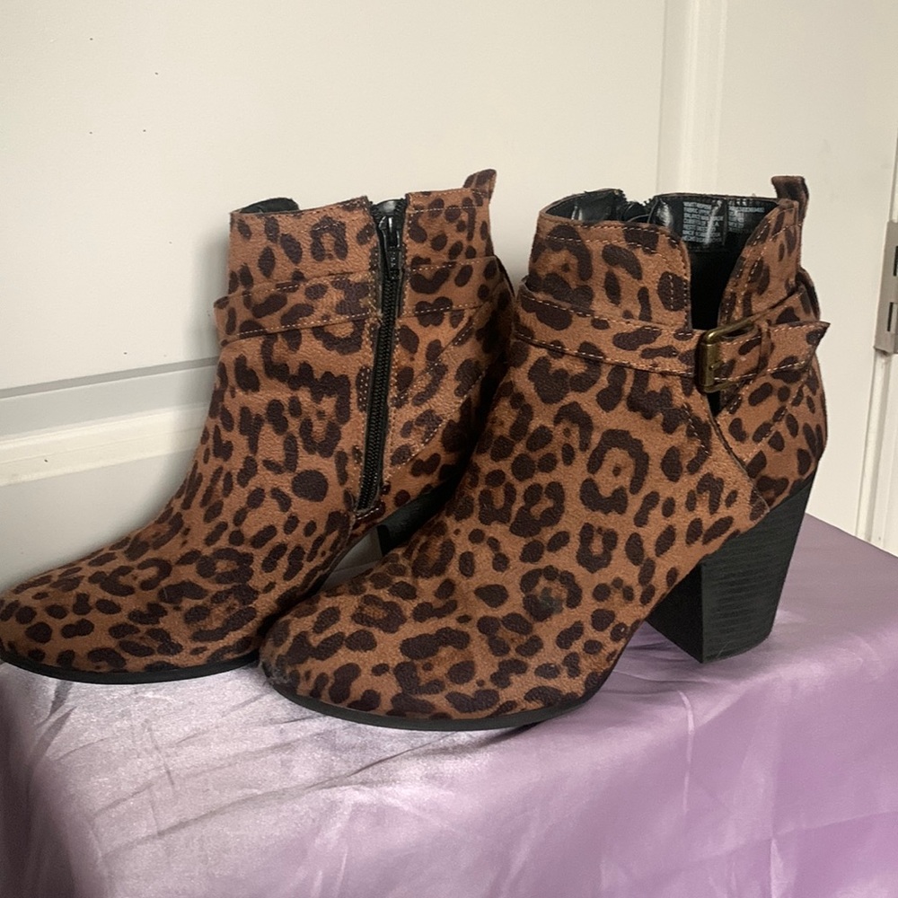 Cheetah print booties